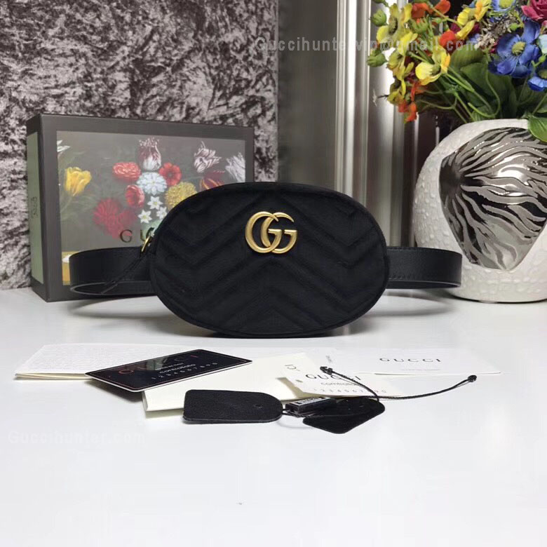 Gucci GG Marmont Matelassé Leather Belt Bag Black 476434